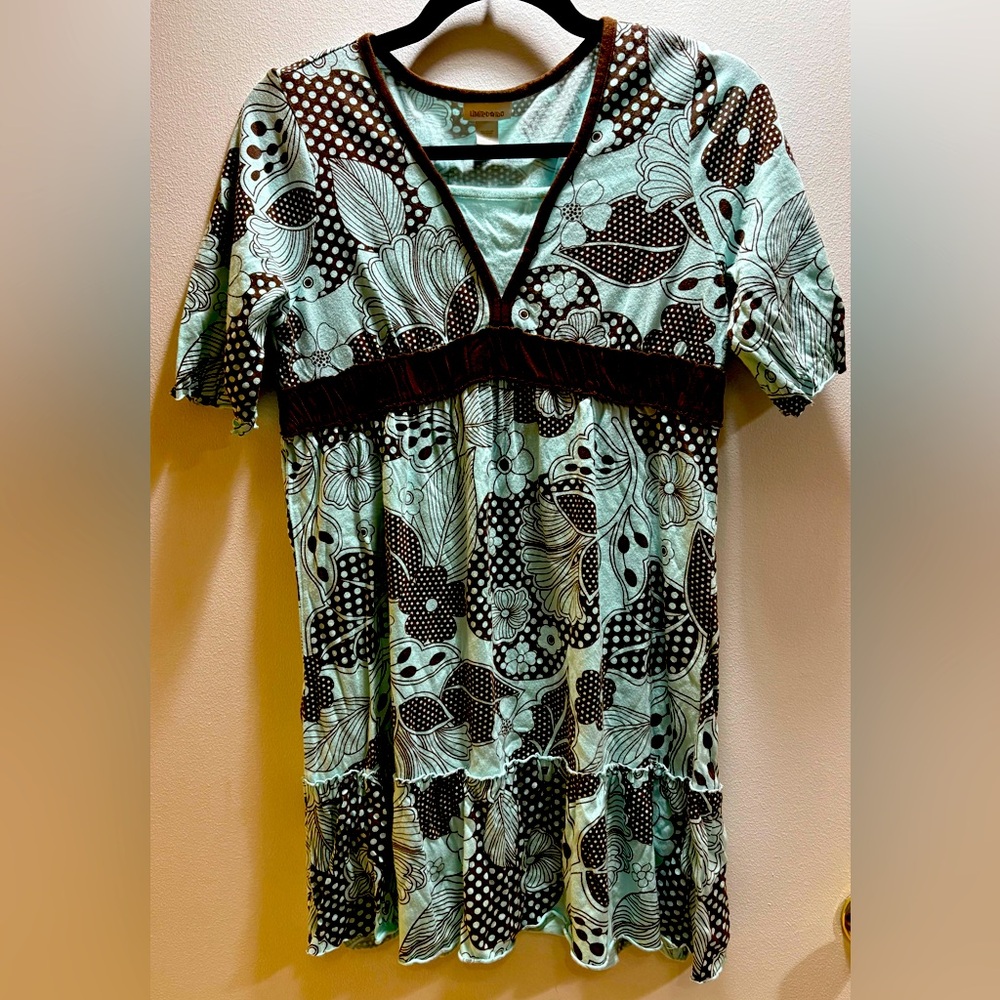 Y2K Limited Too Brown/Teal Handkerchief Girls Dress, size 16